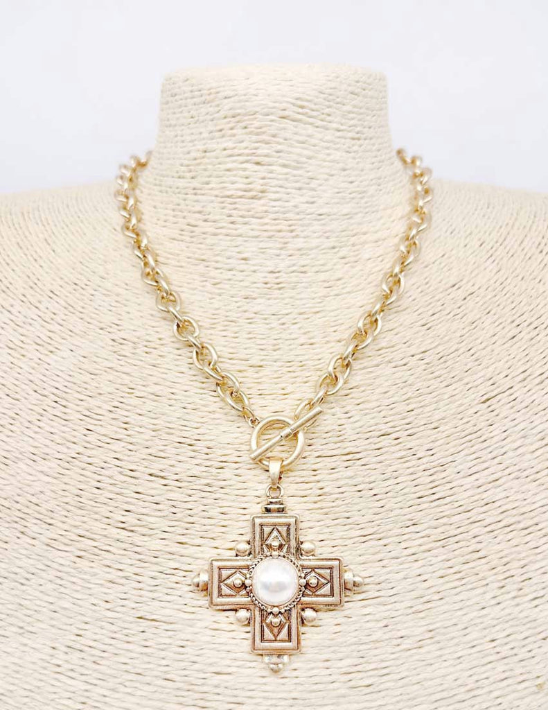 WH Cross Necklace with Toggle