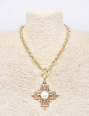 WH Cross Necklace with Toggle