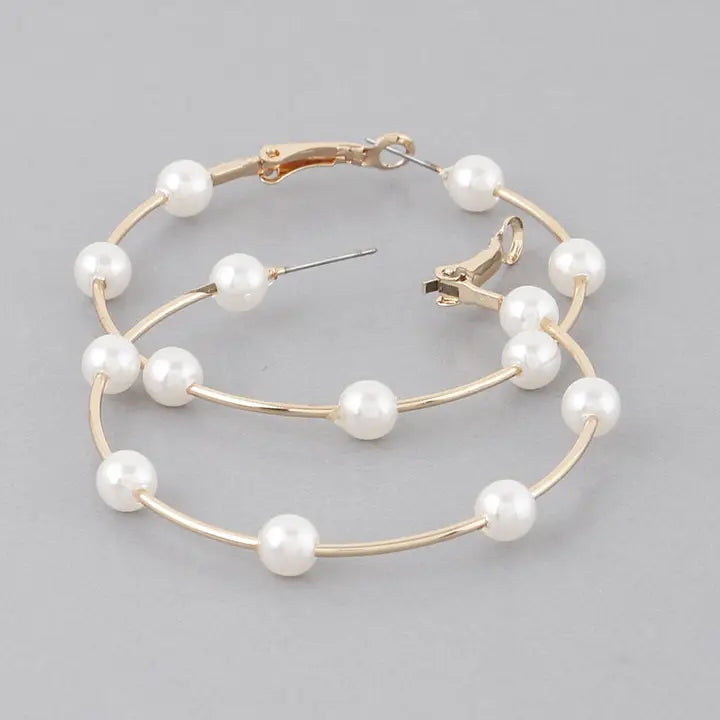 Earrings Stone Lined Hoops